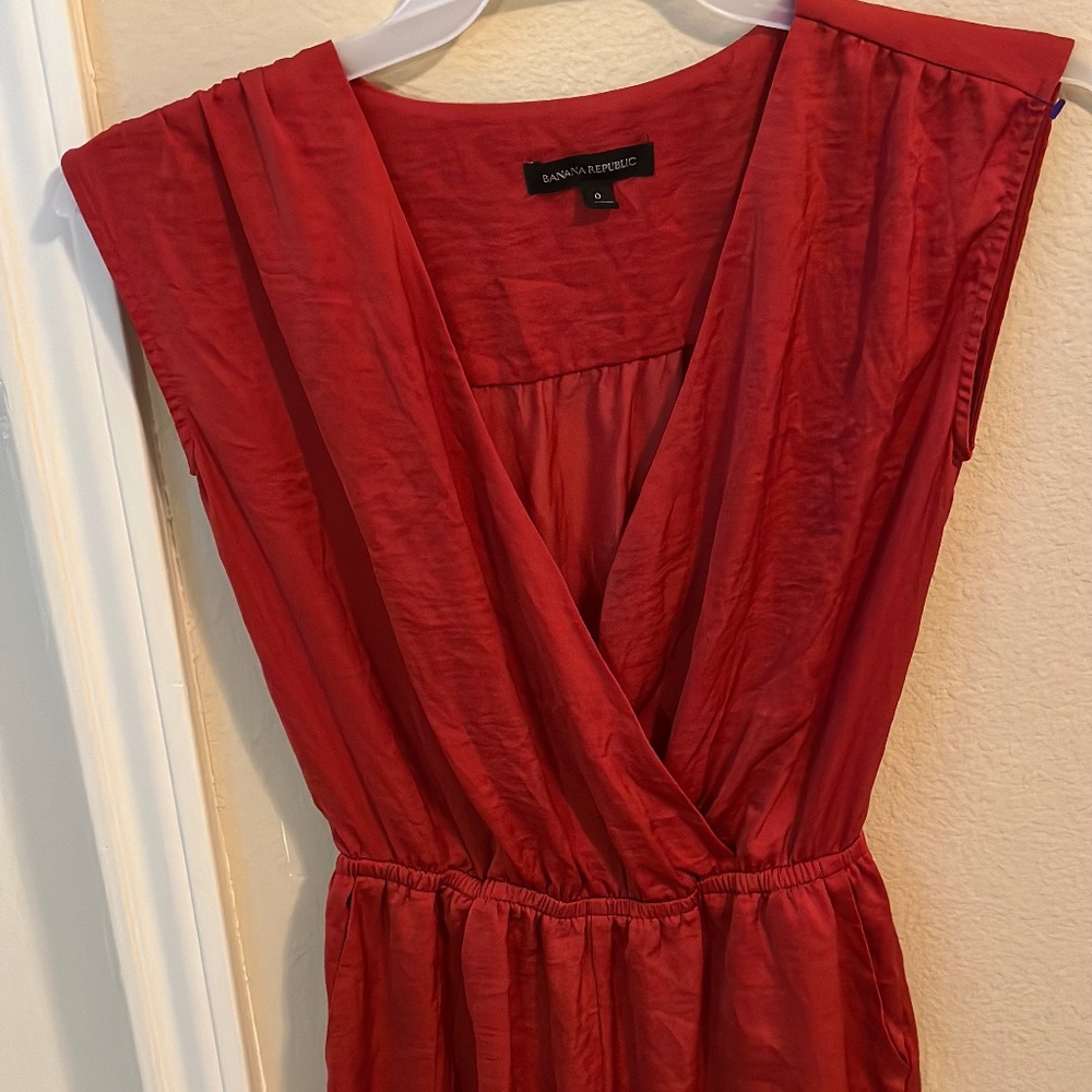 banana republic Faux Wrap Elastic Waist Burnt Orange Romper Women's Size 0